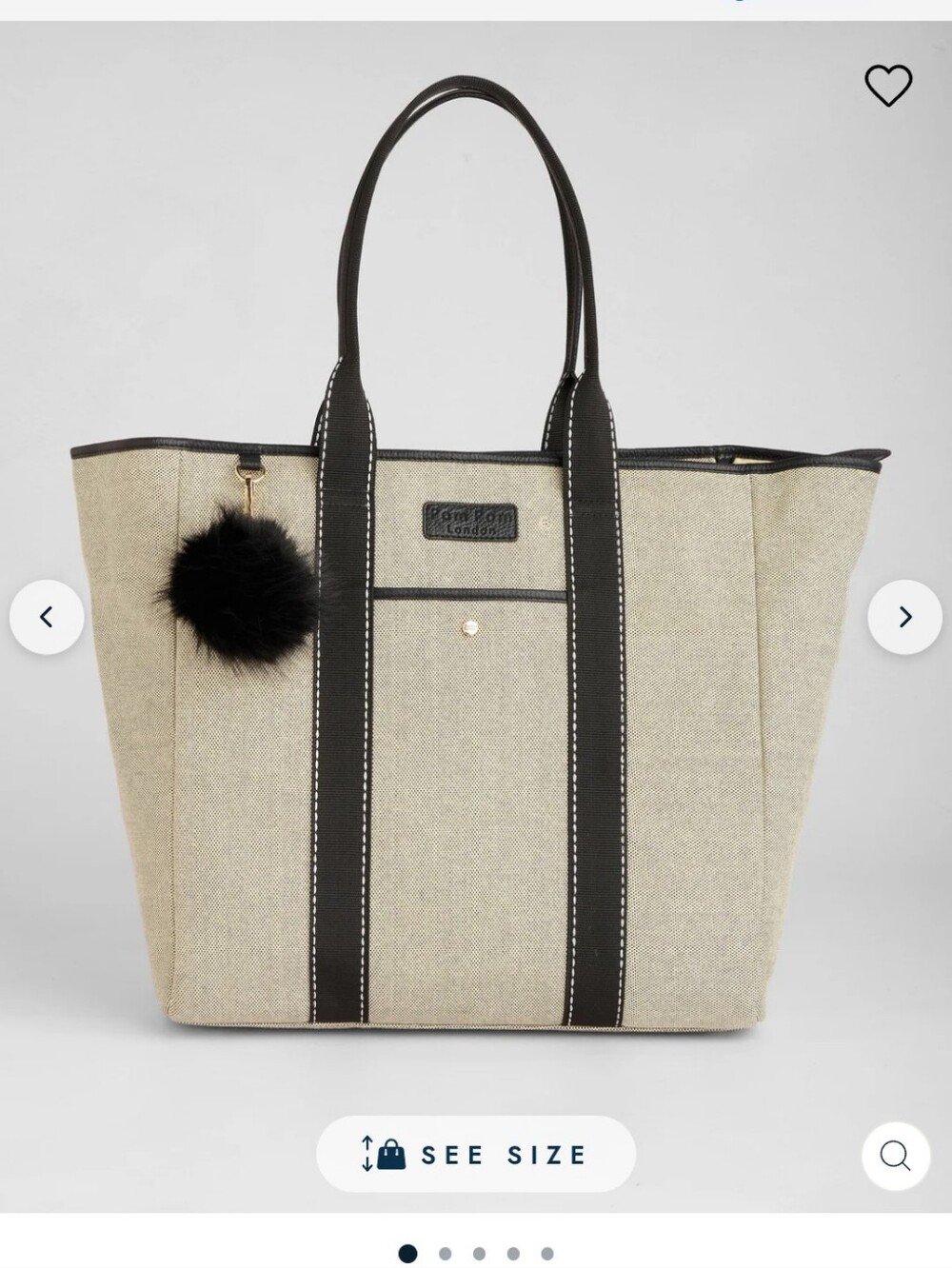Pom Pom London Lulworth Tote Bag Canvas & Leather Black